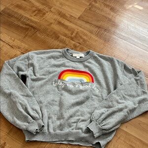 EUC Spiritual Gangster Gray Sweater with Rainbow Design